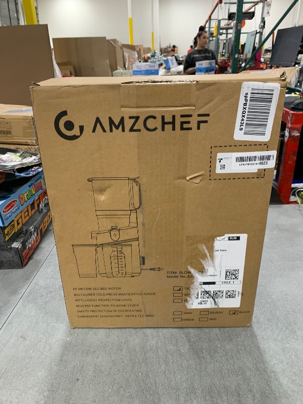 Photo 1 of AMZCHEF Cold Press Juicer, 5.3" Self-Feeding Juicer Machines for Whole Vegetable & Fruit, Masticating Juicers Easy to Clean, High Juice Yield, Large Auger, Triple Strainers, Black
