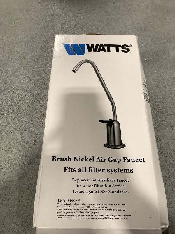 Photo 1 of Watts Premier Pureteck Standard Air Gap Auxiliary Faucet with 1/4" Supply Tubing Connection for RO Reverse Osmosis Water Filtration Systems, Touch N'Flow Spring Loaded Handle, Brushed Nickel