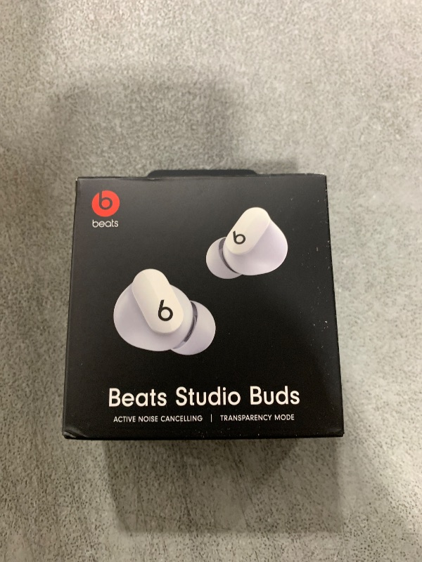 Photo 1 of Beats Studio Buds - True Wireless Noise Cancelling Earbuds - Compatible with Apple & Android, Built-in Microphone, IPX4 Rating, Sweat Resistant Earphones, Class 1 Bluetooth Headphones - White
