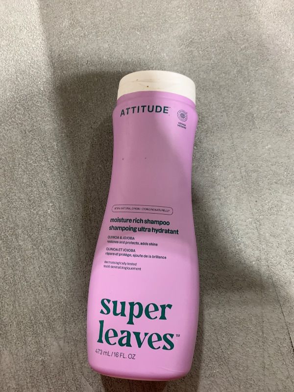 Photo 1 of ATTITUDE Moisture Rich Hair Shampoo, EWG Verified, For Dry and Damaged Hair, Naturally Derived Ingredients, Vegan and Plant Based, Quinoa and Jojoba, 16 Fl Oz