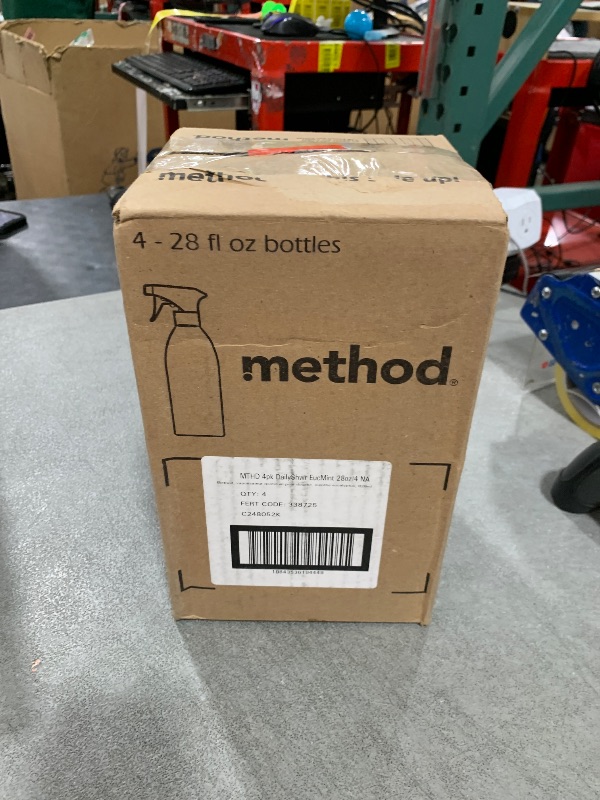 Photo 1 of Method Daily Shower Cleaner Spray, Plant-Based & Biodegradable Formula, Spray and Walk Away, Eucalyptus Mint Scent, 28 Fl Oz, (Pack of 4), Packaging May Vary