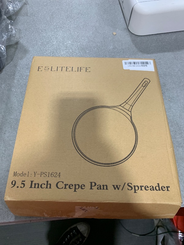 Photo 1 of ESLITE LIFE 9.5 Inch Crepe Pan with Spreader, Nonstick Ceramic Flat Skillet Dosa Tawa Comales Para Tortillas Pancake Pan, PTFE & PFOA Free, Black