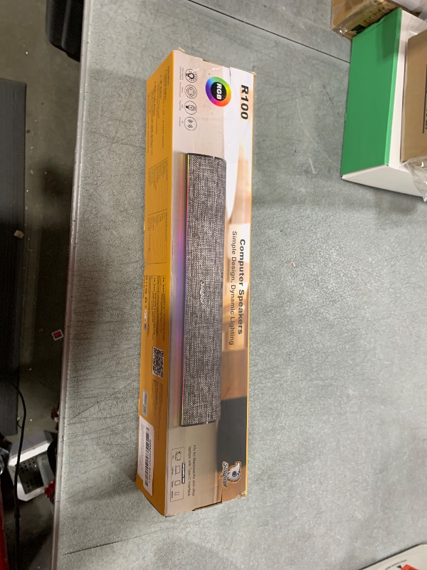 Photo 1 of SOULION R100 Bluetooth Computer Speakers with Dynamic LED Light, USB Plug & Play PC Speakers with Switch Button, Clearly Sound Soundbar for Desktop Laptop Monitor(USB-C to USB Adapter Included)