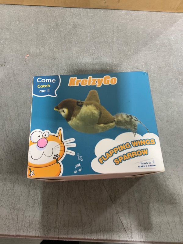 Photo 1 of KreizyGo Cat Toys, Flapping Wings Sparrow, No Flying, Chirping Bird Interactive Catnip Toy for Kitten or Small Dogs, Touch Activated, Rechargeable