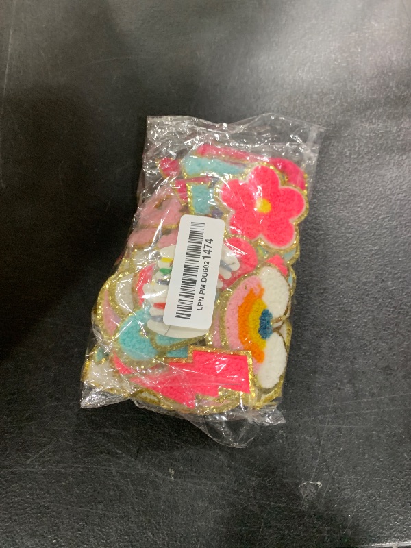 Photo 1 of 72 Pcs Embroidered Chenille Patches Self Adhesive for DIY Clothing,Include 52 A-Z Varsity Letters Patches Stickers,20 Rainbow Flower Bowknot Sew on Repair Patches for Backpacks Hats Jackets Shoes