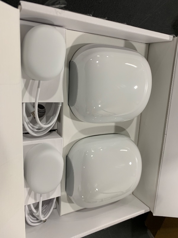Photo 1 of Google Nest WiFi Pro - Wi-Fi 6E - Reliable Home Wi-Fi System with Fast Speed and Whole Home Coverage - Mesh Router - 2 Pack - Snow