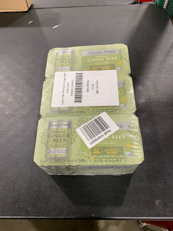 Photo 1 of Fever Tree Ginger Beer - Premium Quality Mixer - Refreshing Beverage for Cocktails & Mocktails. Naturally Sourced Ingredients, No Artificial Sweeteners or Colors - 150 ML Cans - Pack of 24
