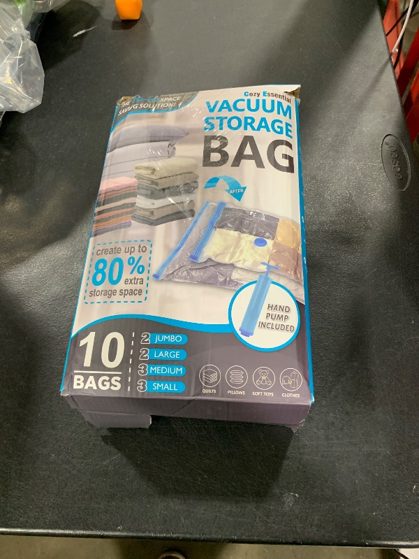 Photo 1 of 10 Pack Vacuum Storage Bags, Space Saver Bags (2 Jumbo/2 Large/3 Medium/3 Small) Compression Storage Bags for Comforters and Blankets, Vacuum Sealer Bags for Clothes Storage, Hand Pump Included