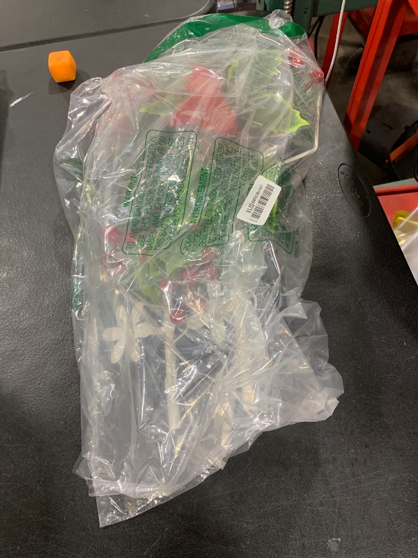 Photo 1 of 2 Pack Solar Christmas Decorations Outdoor, 32 Inch Solar Christmas Cross Stake Lights, Waterproof Grave Decorations with Poinsettia Flower Pinecones Red Berries for Garden Yard Patio Lawn Cemetery