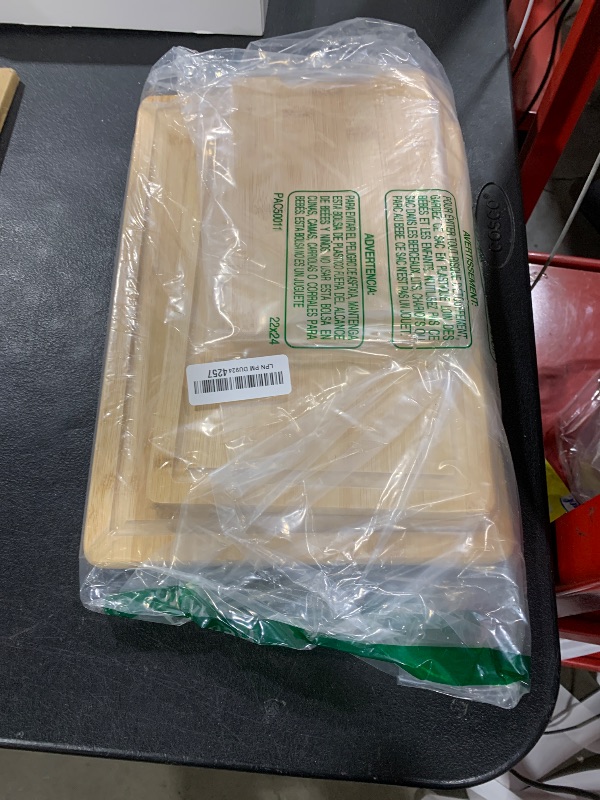 Photo 1 of Freshware Wood Cutting Boards for Kitchen - Bamboo Cutting Board Set of 3, Cutting Boards with Juice Grooves, Serving Board Set, Chopping Board for Meat, Veggie, Easy Grip Handle (9x6", 12x8", 15x10")