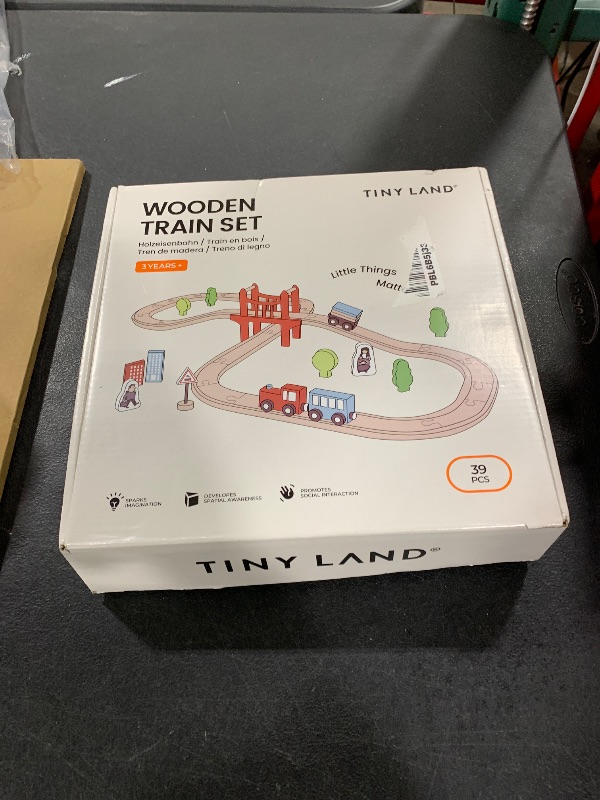 Photo 1 of Tiny Land Wooden Train Set for Toddler - 39 Pcs- with Wooden Tracks fits Thomas, fits Brio, fits Chuggington, fits Melissa and Doug - Expandable, Changeable-Train Toy for 3 4 5 Years Old Girls & Boys