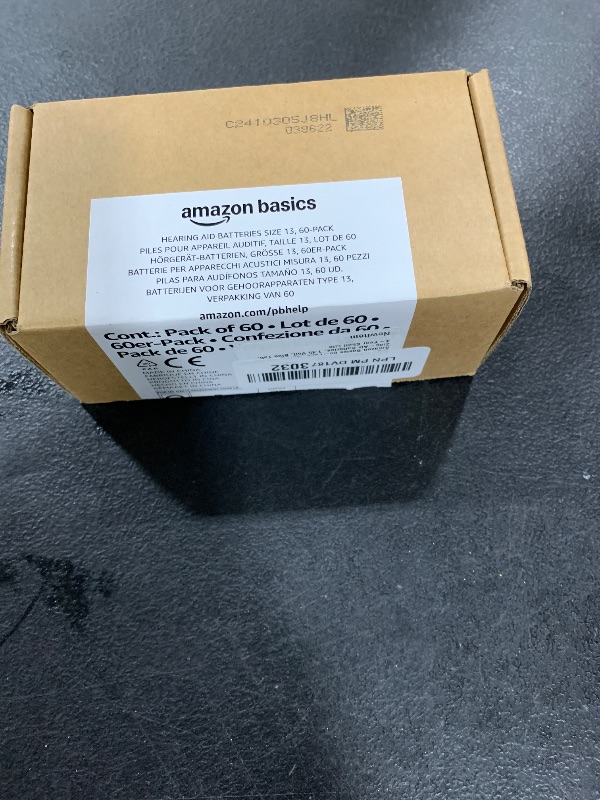 Photo 1 of Amazon Basics 60-Pack Hearing Aid Size 675 Zinc-Air Batteries, 1.45 Volt, Blue Tab, 4-Year Shelf Life