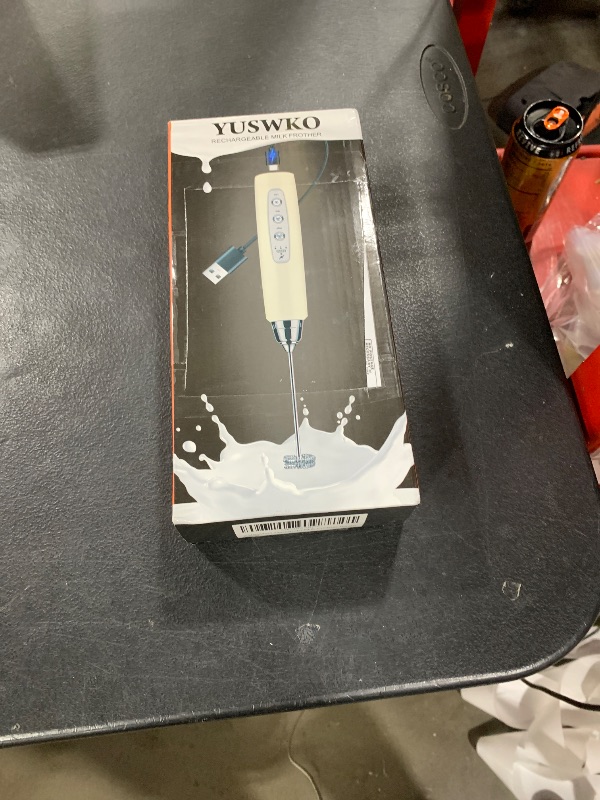 Photo 1 of YUSWKO Beige Handheld Milk Frother Wand for Coffee, Rechargeable Electric Whisk with 3 Heads 3 Speeds Drink Mixer Coffee Frother For Latte, Cappuccino, Hot Chocolate, Egg