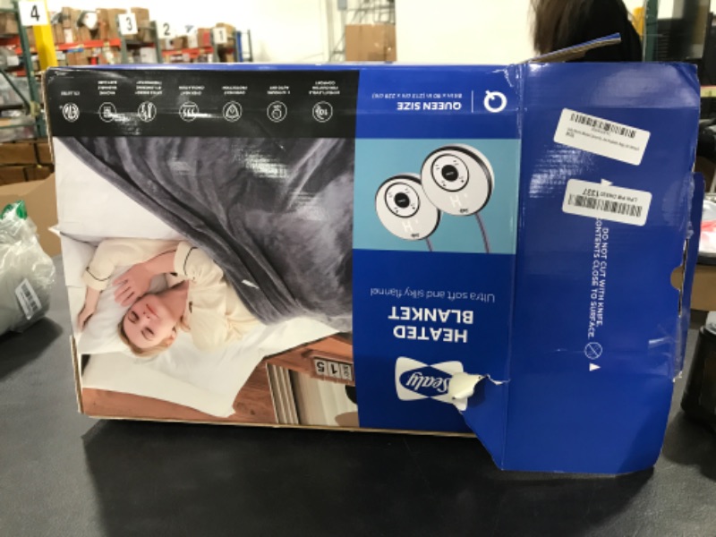 Photo 1 of Sealy Electric Blanket Queen Size, Flannel Heated Blanket with 10 Heating Levels & 1-12 Hours Auto Shut Off, Fast Heating Warm Blanket, Machine Washable, Beige, 84 x 90 Inch