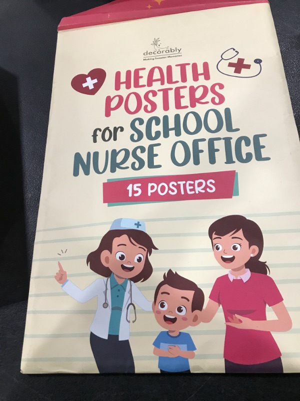 Photo 1 of Decorably 15 Health Posters for School Nurse Office Decorations, 11x17in Matte-Laminated Educational Health Office Decor