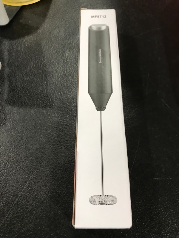 Photo 1 of Bonsenkitchen Powerful Milk Frother for Coffee, Fast Handheld Drink Mixer with Stainless Steel Whisk, Battery Operated Hand Frother Stirrer Wand-Black