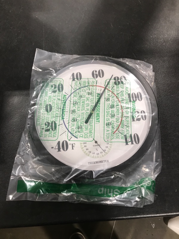Photo 1 of Indoor Outdoor Thermometer Wall Large Numbers Thermometer No Battery 10" Hanging Digital Weather Hygrometers for Home Garden Outside Patio Decor (Black)