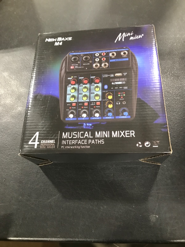 Photo 1 of DJ Audio Mixer, DJ Mixers 4 Channel Sound Board with Bluetooth, NEW BAXS Sound Mixer Board XLR/1/4" Interface, USB/MP3 Computer Input 48V Phantom Power Stereo DJ Studio Streaming KTV Stage