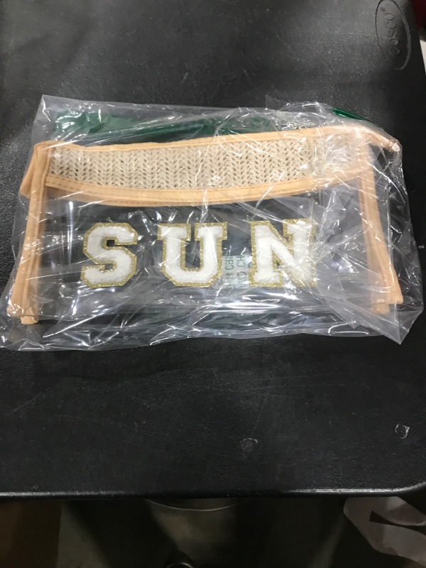 Photo 1 of Clear Patch Sun Bag Makeup Letter Bag, Boho Preppy Letter Sun Bag for Beach Swim, Waterproof Zipper Make up Bag Toiletry Pouch for Women Girls, Clear Letter Organizer Pouch for Travel(Sun, Beige)