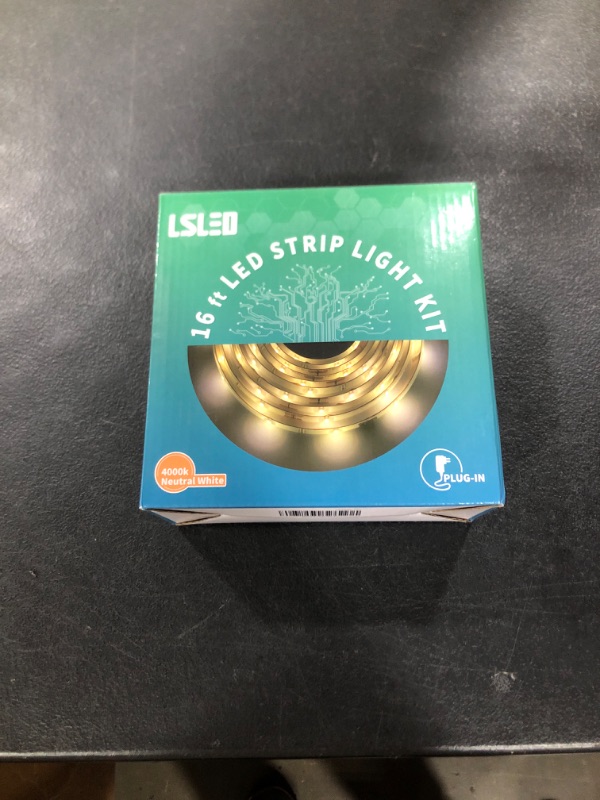 Photo 1 of L5L3D LED Strip Lights, 16.4 FT LED Light Strip with ETL 12V DC Adapter 4000K Neutral White Tape Light with PU Coating, LED Lights for Bedroom, Kitchen, Under Cabinet, Home Decor