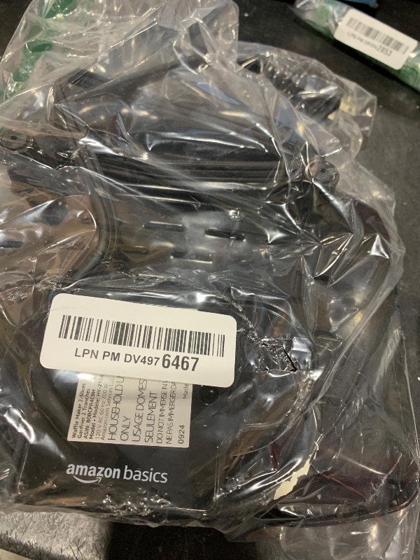 Photo 1 of Amazon Basics 2-Slice Waffle Maker with Non-Stick Coating, Easy to Clean, 700W, Black