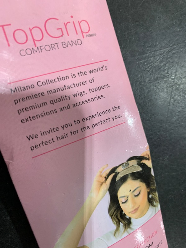 Photo 1 of MILANO COLLECTION Glueless Top Grip for Hair Topper & Wiglets, Adjustable Translucent Strap with Side Openings, Top Headband for Your Wig or Topper, Includes Clips, Beige, Large