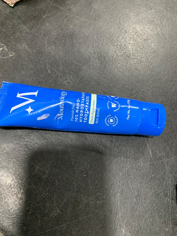 Photo 1 of Mouthology 10% Nano Hydroxyapatite Toothpaste (Fluoride Free), Natural, Remineralizing, Whitening, Sensitive Teeth, SLS Free, Xylitol Nano-Hydroxyapatite Toothpaste for Adults, Mint 4oz (USA Made)