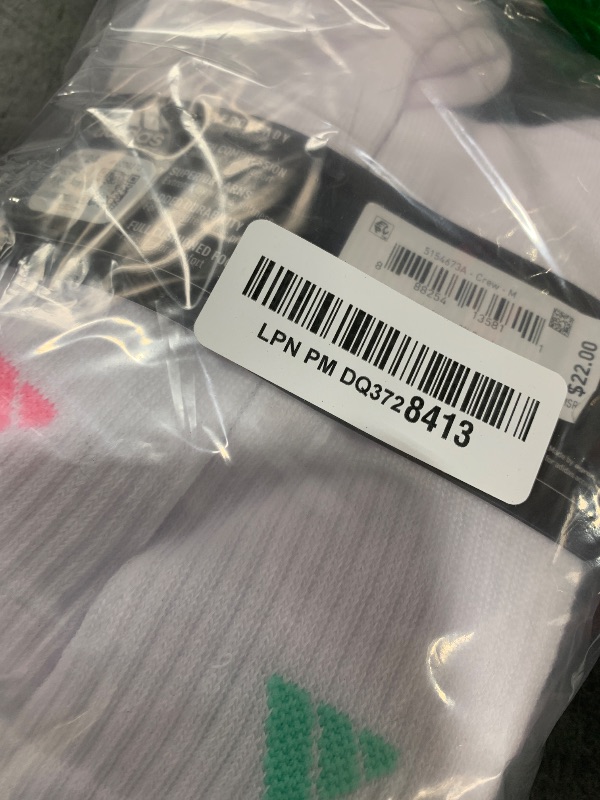 Photo 1 of adidas Athletic Crew, 6-Pack, Durable, Moisture-Wicking, Cushioned, Arch Support Socks for Women, White/Clear Sky Blue/Bliss Lilac Purple, Medium