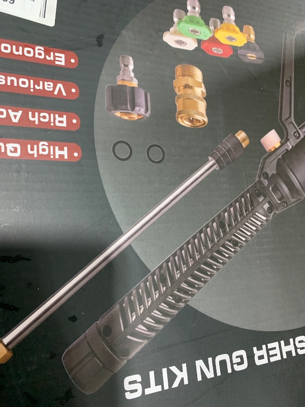 Photo 1 of Pressure Washer Gun with Power Wash Extension Wand 4000PSI, 5 Sprayer Nozzle Tips, Pressure Washer Adapter Set Quick Connect Kit, High Pressure Washer Accessories Black