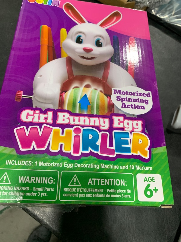 Photo 1 of JOYIN Motorized Easter Egg Decorator Kit Spinner Easter Busy Pink Bunny Egg Whirler Decorating Machine with 10 Non-Toxic Markers for Kids Craft Activities
