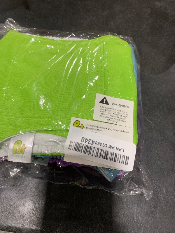 Photo 1 of Pet Magasin Male Dog Belly Manner Band Wraps Nappies, 3-Pack, Blue Green and Purple, Small