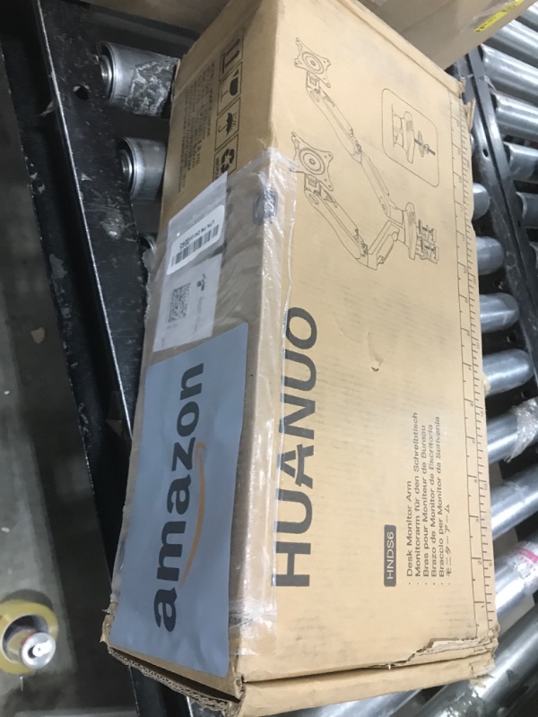Photo 1 of HUANUO Dual Monitor Stand - Full Adjustable Monitor Desk Mount Swivel Vesa Bracket with C Clamp, Grommet Mounting Base for 13 to 32 Inch Computer Screens - Each Arm Holds 4.4 to 19.8lbs