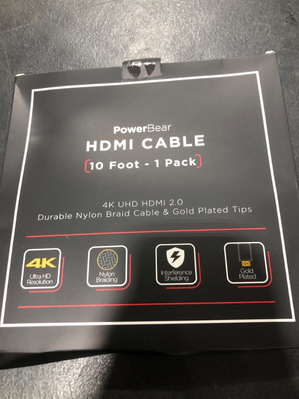 Photo 1 of PowerBear 4K HDMI Cable 10 ft | High Speed Hdmi Cables, Braided Nylon & Gold Connectors, 4K @ 60Hz, Ultra HD, 2K, 1080P, ARC & CL3 Rated | for Laptop, Monitor, PS5, PS4, Xbox One, Fire TV, & More