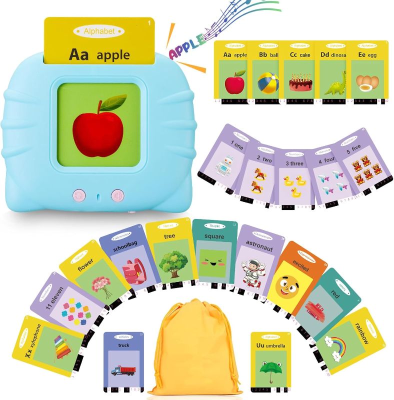 Photo 1 of Talking Flash Cards Pocket Speech Toys - 336 Sight Words Montessori Audible Speech Buddy Preschool Educational Learning Pocketspeech Speech Therapy Toy for Toddler, ABC Learning (Blue)
