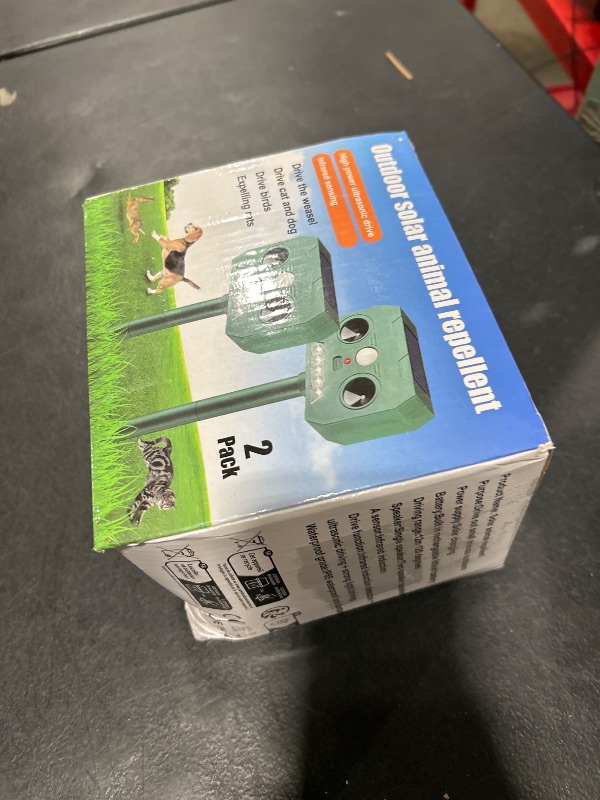 Photo 1 of Ultrasonic Dog Repeller, Cat Repellent Outdoor, Squirrel Deer Repellent Solar Animal Repellent Ultrasonic with Motion Sensor Flash Light, Waterproof Skunk Coyote Rabbit Repellent for Yard Farm (2)
