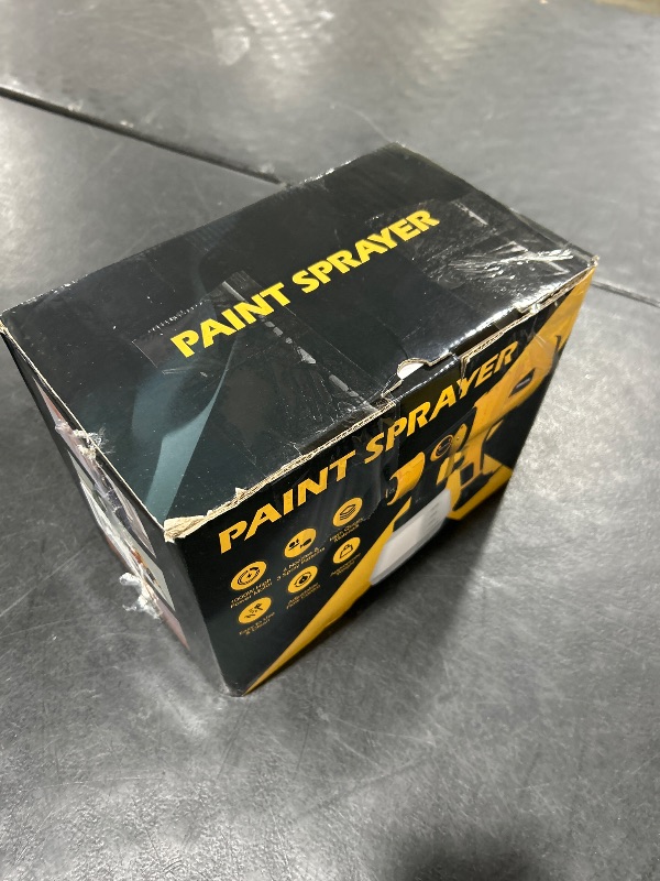 Photo 1 of Paint Sprayer 1000W High Power Electric Spray Paint Gun with Adjustable Spray Width Knob 4 Nozzles and 3 Patterns Easy to Clean for Furniture Home Interior House Painting Yellow