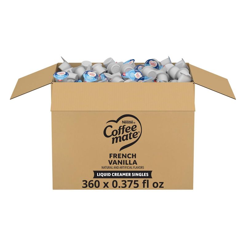 Photo 1 of Nestle Coffee mate Coffee Creamer, French Vanilla, Liquid Creamer Singles, Non Dairy, No Refrigeration, 0.375 fl oz Tubs (Pack of 360) -- EXP NOV 2025
