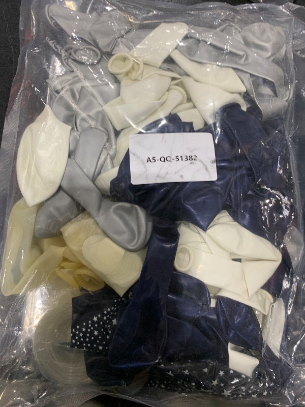 Photo 1 of Navy Blue and Silver Balloons Garland Arch Kit,134 Pcs 18/12/10/5 Inch White Navy Blue and Silver Balloons with Confetti Latex Balloons, for Birthday Baby Shower Wedding Graduation Party Decorations