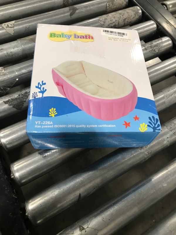 Photo 1 of Baby Inflatable Bathtub, Portable Infant Toddler Bathing Tub Non Slip Travel Bathtub Mini Air Swimming Pool Kids Thick Foldable Shower Basin with Air Pump, Blue