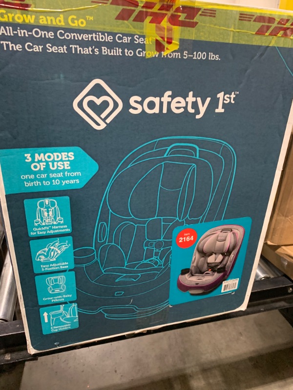 Photo 1 of Safety 1st Grow and Go All-in-One Slim Convertible Car Seat, Rear Facing, 5-40 lbs, Forward Facing (30–65 lbs), High Back Booster Seat 40-100 pounds, Sugar Plum Pop