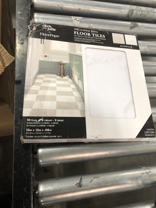 Photo 1 of FloorPops x Chris Loves Julia 12-in by 12-in Bonneville Beige Peel and Stick Floor Tiles, FP5061