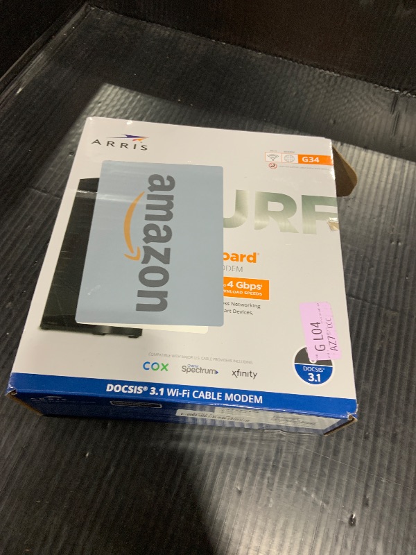 Photo 1 of ARRIS (G34) - Cable Modem Router Combo - Fast DOCSIS 3.1 Gigabit WiFi 6 (AX3000), Approved for Comcast Xfinity, Cox, Spectrum & More, 1 Gbps Max Internet Speeds
