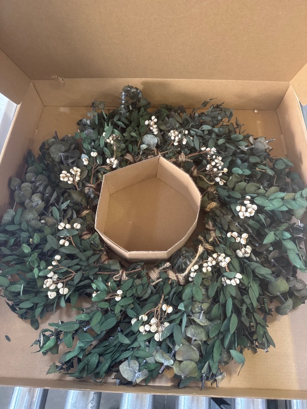 Photo 1 of 18'' Nature Eucalyptus Wreath - for Front Door, Porch, Window - Home & Farmhouse Decor - Suitable for Spring, Summer, Fall, All Seasons
