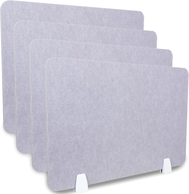 Photo 1 of 4 Pack Acoustic Desk Dividers Privacy Desk Panel 16 x 24 Inch Noise Reducing Desk Privacy Panel and Visual Distraction with Metal Clip for Student Offices School
