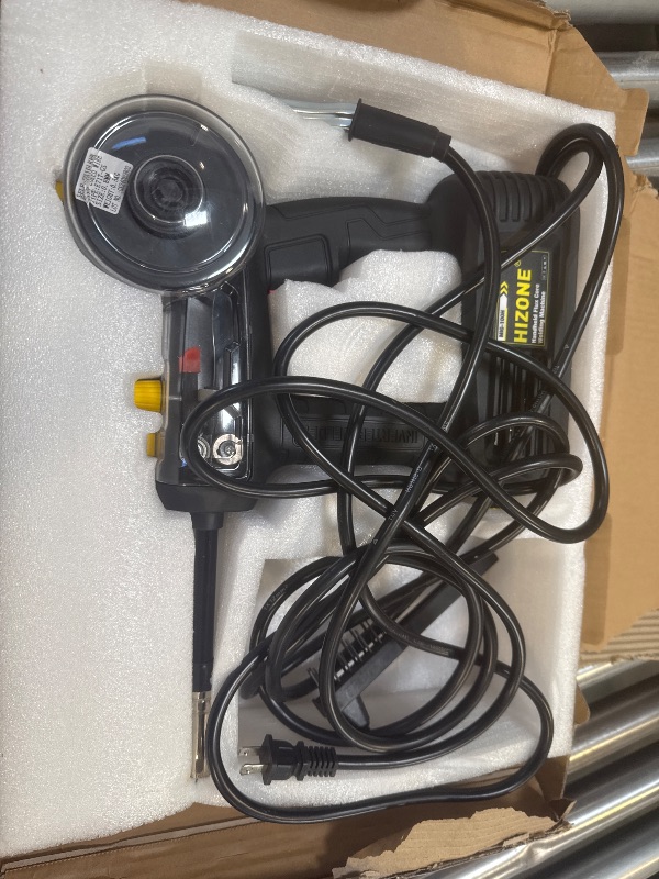 Photo 1 of Hand Held MIG Welder Machine 110V, HIZONE 100A Flux Core Portable Welding Machine, Handheld Gasless Inverter Wire Feed Welding Equipment
