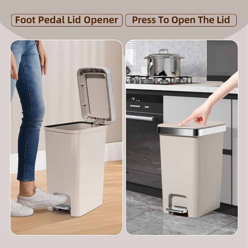 Photo 1 of Kitchen Waste Bin – Durable Plastic Trash Can with Lid, Small Fliptop with Lids, Small Bathroom Use, Kitchen Waste Bins with Lids, Dog Proof Trash Can, Garbage Can
