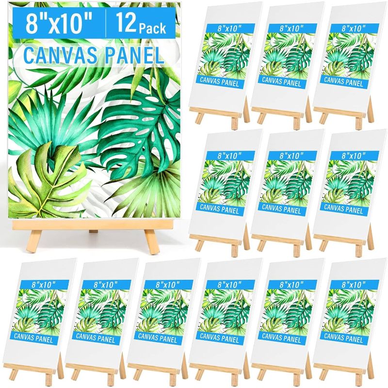 Photo 1 of Canvas Painting Party Kit for Adults and Kids, 24Pack 8 x 10 Inch Canvas Boards and Wooden Easels Stands for Group Painting Sip and Paint Night
