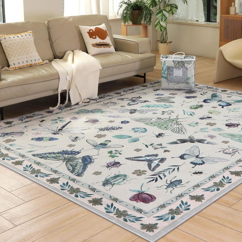 Photo 1 of 8X10 Area Rugs for Living Room, Clearance Boho Area Rug, Machine Washable Non Slip Area Rug, Vintage Floral Carpet for Kids & Pet, Soft High Pile Large Rugs for Bedroom, Dining Room, Kitchen
