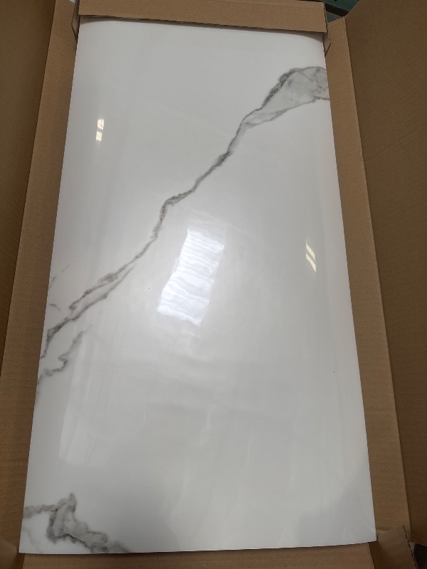 Photo 1 of 9- Pack Peel and Stick Marble Wall Panels - Cloud White 12" x 24" PVC Waterproof Shower Tiles, Self-Adhesive Backsplash for Bathroom, Kitchen & Living Room Decor
