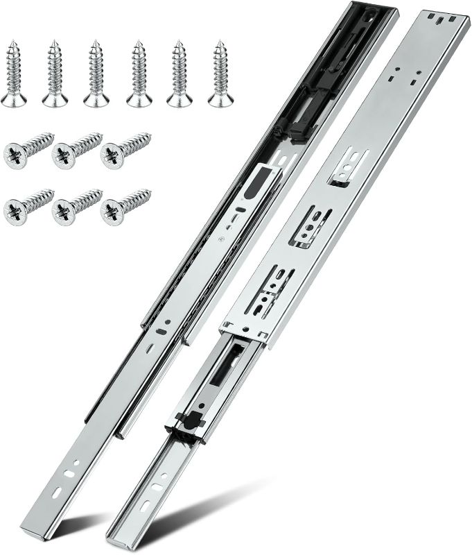 Photo 1 of 1 Pair | Soft Close Drawer Slides 22 inch, HBL’ Heavy Duty Cabinet Drawer Slides Replacement - Ball Bearing Full Extension, 200 LB Capacity, Made of Cold-Rolled Steel, Rust-Resistant & Long-Lasting.
